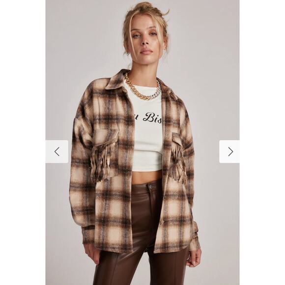 12th Tribe Tops - Devin Brown Fringe Shacket M
